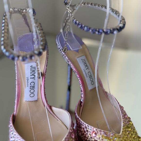 New JIMMY CHOO Saeda 100 embellished satin pumps $2,095 37 - Picture 10 of 17
